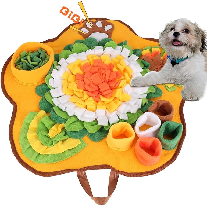 Yummy Sam Snuffle Mat for Small Medium Dogs, Portable Interactive Nose Smell Training Sniffing Pad with Puzzle Toys for Boredom Stimulating Slow Eating and Keep Busy (Orange)