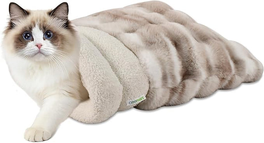4 in 1 Self Warming Burrow Cat Bed, Pet Hideway Sleeping Cuddle Cave (Style- Tie-Dye Grey)