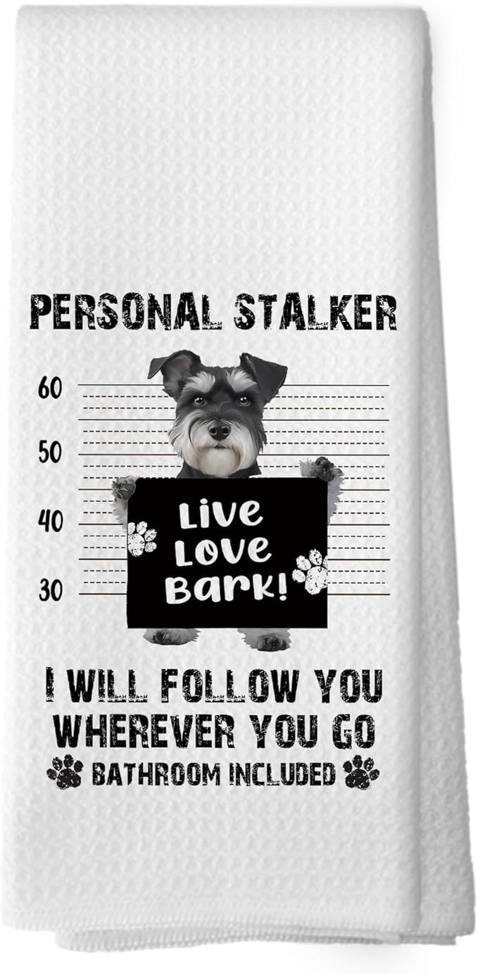 Funny Schnauzer Kitchen Dish Towels, Schnauzer Gifts for Women, Gifts for Dog Mom Dad Lovers Owner Hand Towels Kitchen Tea Towel Decorations, 16x24inch
