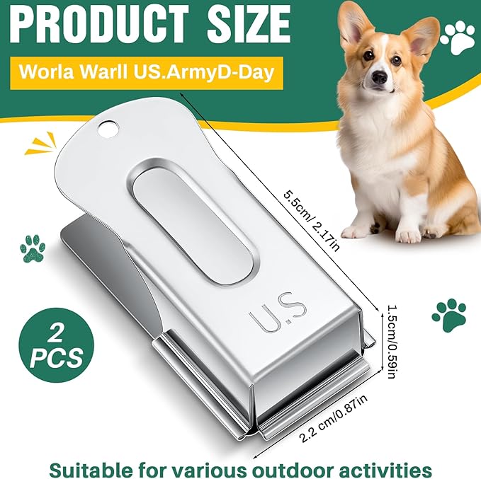 2 Pieces Brass Dog Training Clicker Signaling Puppy Cricket Metal Dog Clicker for Puppy, Cat, Potty, Bird, Horse, Pet Trainer Owners Versatile Training Tools, Behavior Aids(Silver)