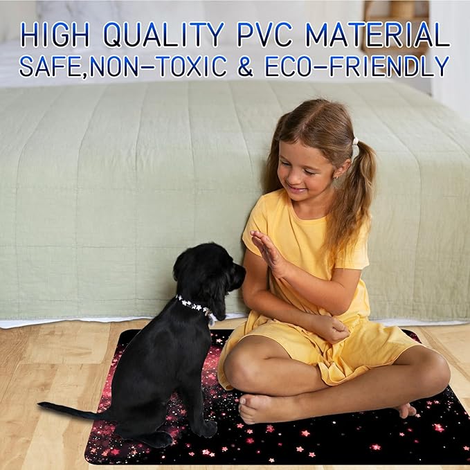 Dog Food Mat, 19.6" x 23.6" Absorbent Pet Feeding Mat for Food and Water, Waterproof Diatom Mud Pet Placemat with Non-Slip Rubber Backing, Easy Clean Cat Bowl Mat for Floors - Pink Sparkle