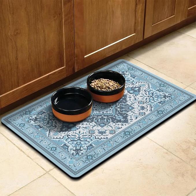 Pet Feeding Mat for Floors Waterproof Dog Mat for Food and Water Absorbent Quick Dry Non Slip mat for Cat Bowls