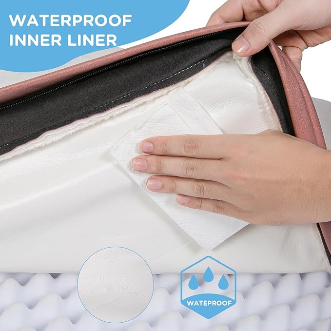 Sunheir Washable Large Dog Bed Covers Soft Plush Replacement, Waterproof Dog Bed Liner, Pet Bed Cover with Zipper 24x16x3 Inches, Pink, Cover Only
