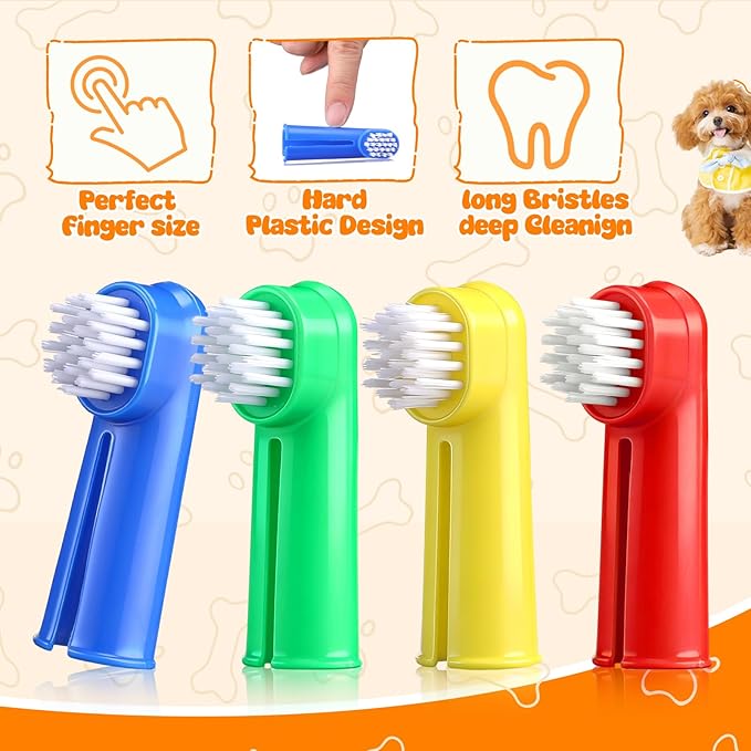 LemonRoad 100 Pcs Dog Toothbrush Pet Finger Brushes Teeth Cleaning Kit Toothbrush Oral Dental Brush Cleaning Pet Tooth Brush Care for Small to Large Dog, Cat, Puppy & Kitten