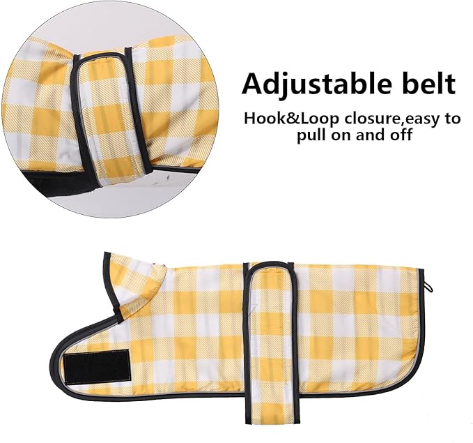 Dachshund Raincoat Corgi Raincoat Dogs Waterproof fit for Dachshunds Weiner Long Back Breeds with Reflective Stripe Great Coverage in Autumn Winter - Yellow Plaid - M