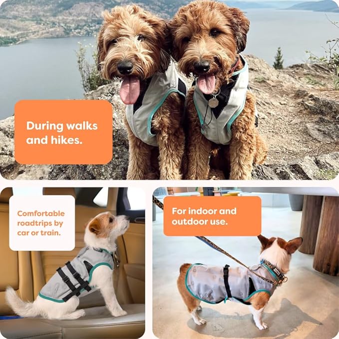 Suitical Dry Cooling Vest for Dogs | Canine Cooling Vest for Hot Weather | Dog Cool Down Jacket | Machine Washable | XS | Neck to Tail 10”- 14” | Chest 16-24” Around | Neck Circumference 14” | Silver
