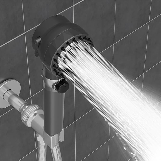 Handheld high-pressure shower head, with hose combination set, filter and various spray modes, Adjustable bracket,one-key switch, clean tiles, bathtubs and pets