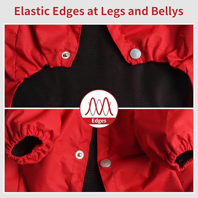JoyDaog Premium Dog Raincoat with Hood for Medium Dogs,Outdoor Sports Waterproof Dog Rain Jacket,Puppy Raincoat with Pockets,Red M