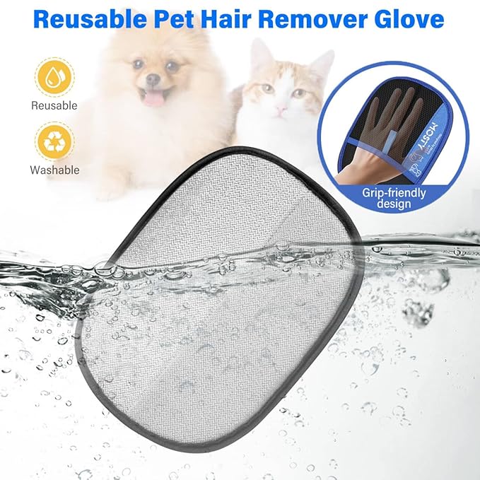 MOSTY Pet Hair Removal Glove | Reusable Cat & Dog Furaway Magic Glove for Sofa, Furniture, Couch, Carpet, Laundry, Car Seat | Double Sided Pet Deshedding Glove | Quick Cleaning Fur Remover Tool 1PCS