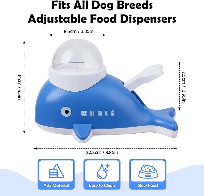 Pawise Interactive Dog Puzzle Toys & Cat Food Dispenser - Whale-Shaped Dog Puzzle Toy for Mental Stimulation, Slow Feeder Cat Bowl for Healthy Eating, Dog Enrichment Toys for Small Pets IQ Training
