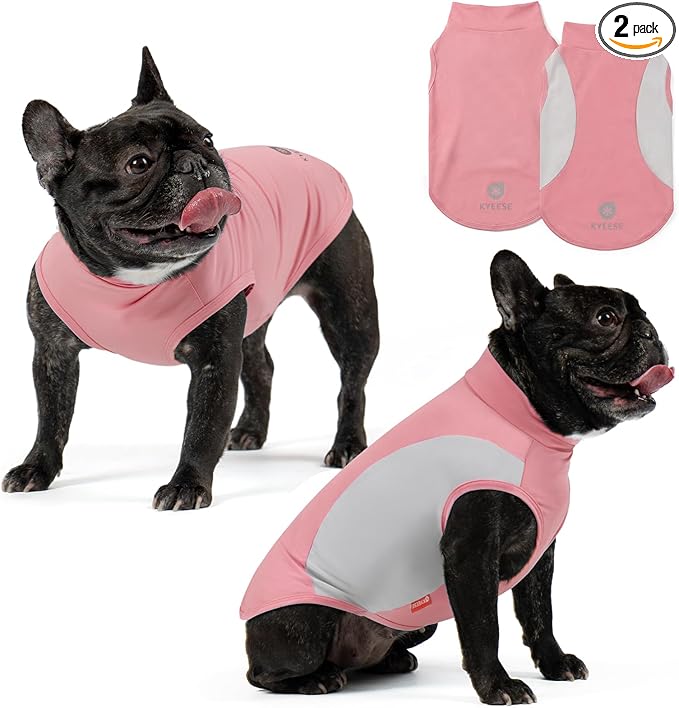 KYEESE 2Pack Dog Cooling Shirt, Breathable Dog Shirt for Small Dogs Girl, Sun Protection Reflective Pet Vest, Lightweight Soft Tank Top Sleeveless Summer Dogs Clothes, Pink, M