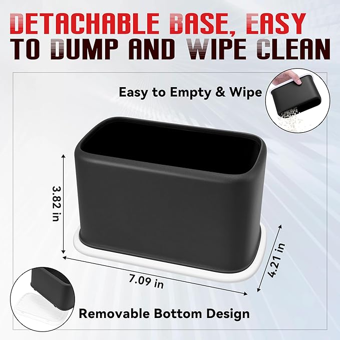 Metal Cat Litter Scoop with Holder, Heavy Duty Deep Sifter with Dual-Hole (10mm/5mm) for Pellets & Clay, Non-Stick (Black)