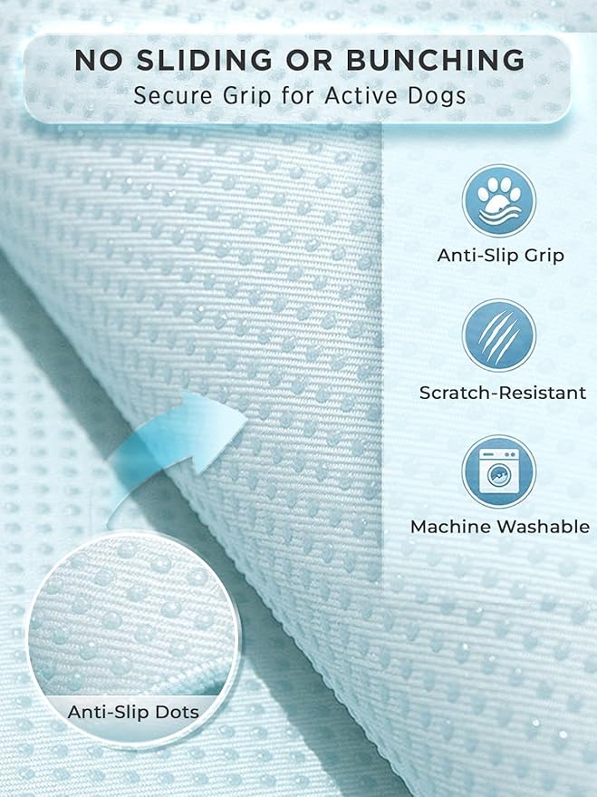 furrybaby Dog Cooling Mat Dog Bed mat, Extra-Thick Dog Crate Pad, Cat Bed, Washable Pet-Safe Magic Cooling Pad for Dogs Cats, Long Lasting Cooling for Crate Bed Indoor Outdoor Summer, 35x28, Sea