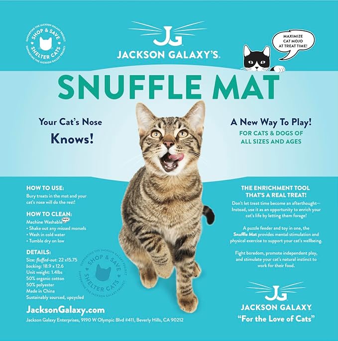Jackson Galaxy Snuffle Mat for Cats Puzzle Feeder & Enrichment Toy in One - Also for Dogs