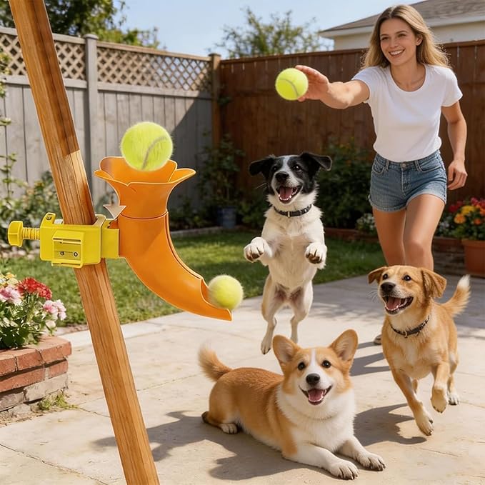 Marchul Adjustable Dog Ball Launcher Toy, Adjustable Height Launcher Ball Thrower for Indoor/Outdoor Fetch Play, Interactive Energy Release Tool for Medium & Large Dogs, Easy Mount on Door/Post/Table