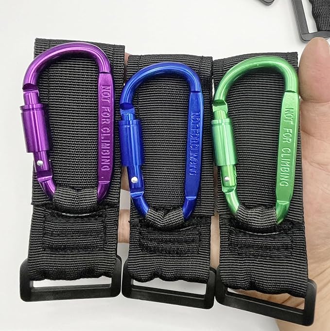 Baby Stroller Hook, Carry 30 lbs per Stroller Carabiner Clip, Adjustable Baby Stroller & Car Seat Hook for Hanging Diaper Bag, Wheelchair,Golf cart, Shopping and Pet Cart(2 Pcs Red)