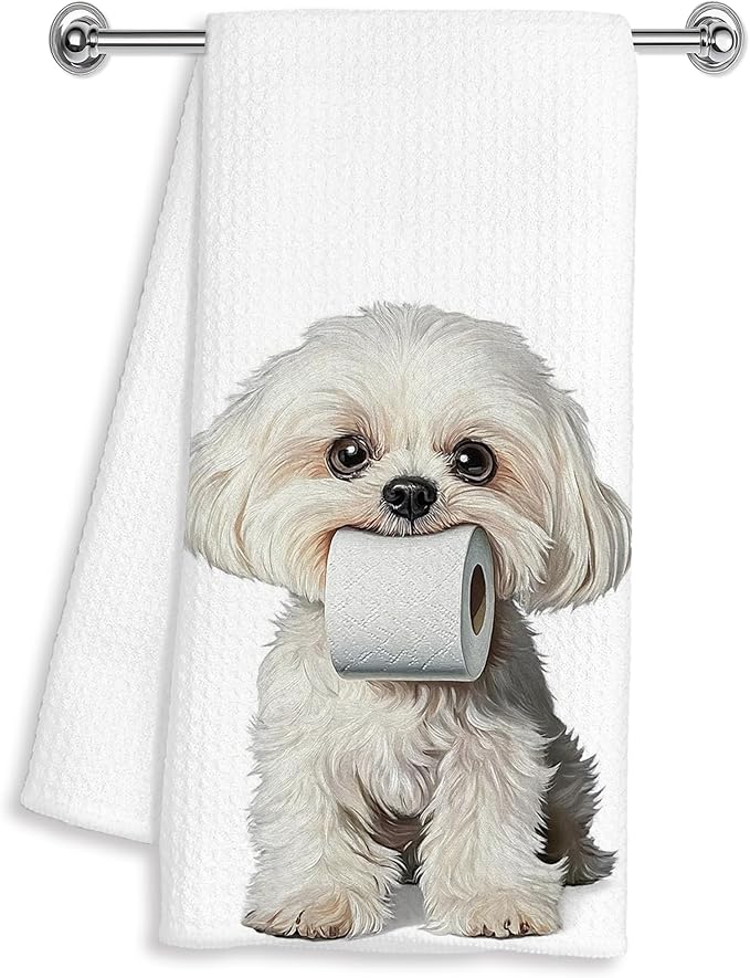 Funny Maltese Hand Towels for Bathroom Washroom Decor 16x24 Inches, Maltese Gifts for Women Men, Dog Lovers Mom Dad Gifts Bathroom Hand Towels Decorative
