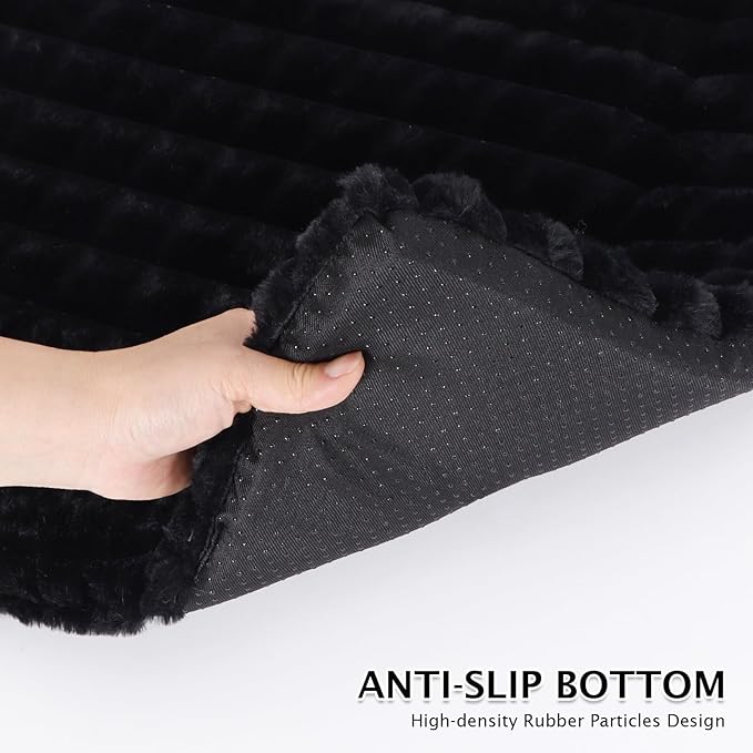 BVAGSS Dog Bed Washable Crate Mattress,Anti-Slip Memory Foam Soft Warm Pet Cushion for Small Medium Dogs, Calming Fluffy Sleeping Kennel Pad XH082 (39''x31'',Black)
