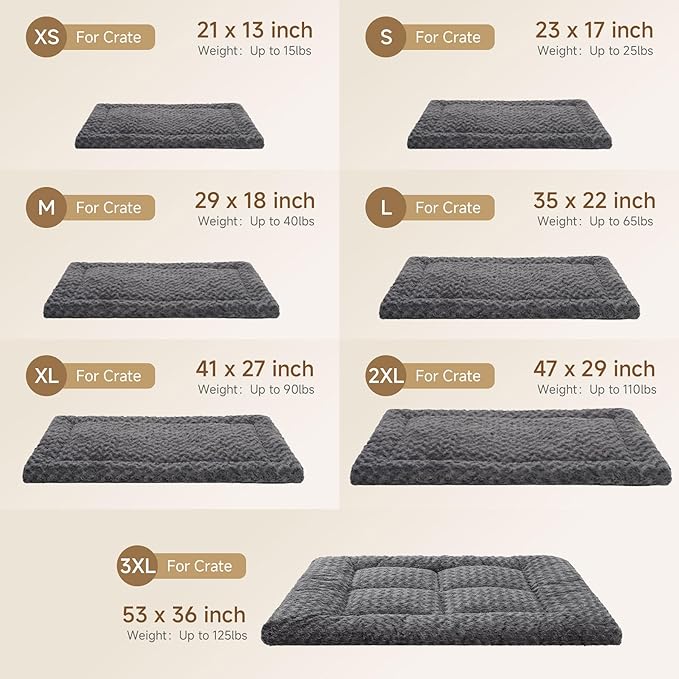 Washable Dog Bed Reversible Dog Beds for Crate Soft Fluffy Kennel Pad Anti-Slip Pet Sleeping Mat for Large Jumbo Medium Small Dogs (Blue, 48.00" x 30.00" x 1.50")