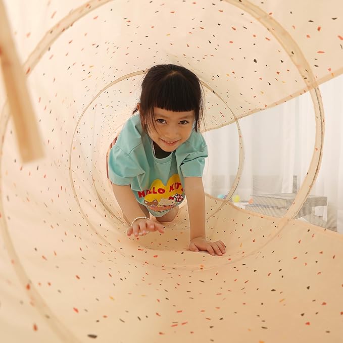 Crawling Kids Play Tunnel [ Pop Up Collapsible Mesh Tunnel ] for Children, Baby, Toddlers, Boys & Girls, Mobility Indoor Toys