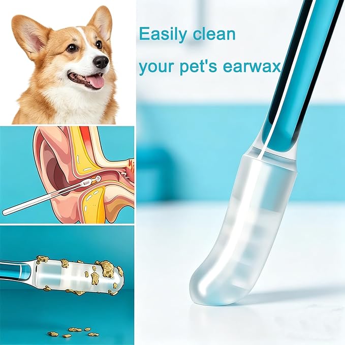48 Pcs Pet Ear Cleaning Stick, Adhesive Ear Cleaning Tools for Dog and Cat, Sticky Resin Head, Gentle Safety Pets Earwax Removal Tools