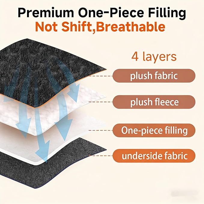 Dog Bed Pet Bed Mat 36" x 23" Plush Breathable Washable Dark Gray Dog Sleeping Mat