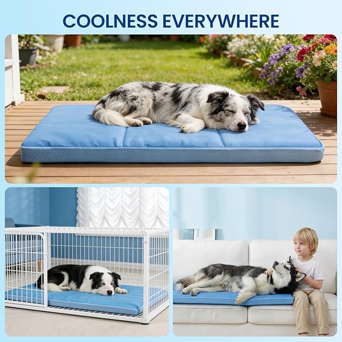 Dog Cooling Mat 36" x 20": Extra-Thick Cooling Comfort with Orthopedic Joint Support, Removable Memory Foam & Non-Slip Bottom – Non-Toxic Gel – Indoor & Outdoor Use for Dogs & Cats 25-50 lbs