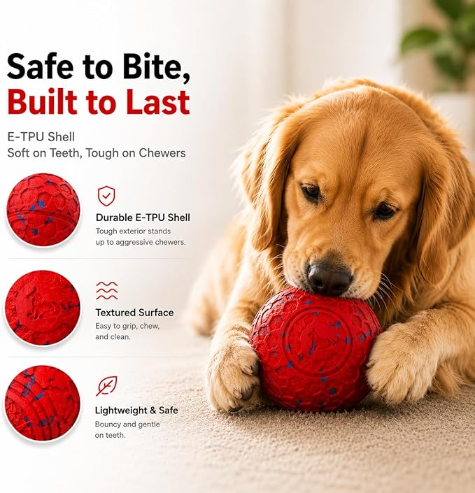 Interactive Dog Ball for Medium & Large Dogs, Automatic Moving Dog Toy with Motion Activation, USB Rechargeable Self Rolling Ball for Boredom Relief, Indoor Exercise & Independent Play