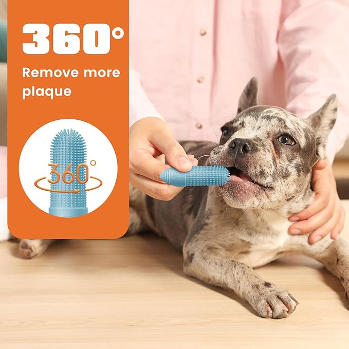 Dog Toothbrush, 6 Pack for Cats and Dogs, 360 Cleaning Finger Toothbrush Small Breed with Individual Package, Soft and Durable