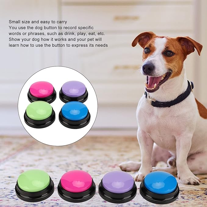 Sanpyl Dog Buttons, 4Pcs Dog Talking Set Voice Recorder for Dog Communication, Pet Recordable Buttons 30s Clear Voice Recording Funny Dogs Cats Pets, Easy Press