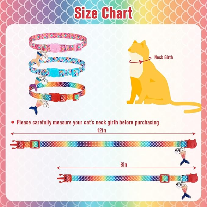 PUPTECK Cat Collar Breakaway with Bells, Kitten Collar Outfit Adjustable for Girl Boy Small Pet Puppy Bunny, Cute Costume Accessory with Safety Release Buckle (Fish)