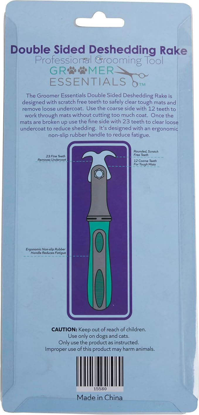 GROOMER ESSENTIALS Double-Sided Deshedding Rake 12/23 Blades