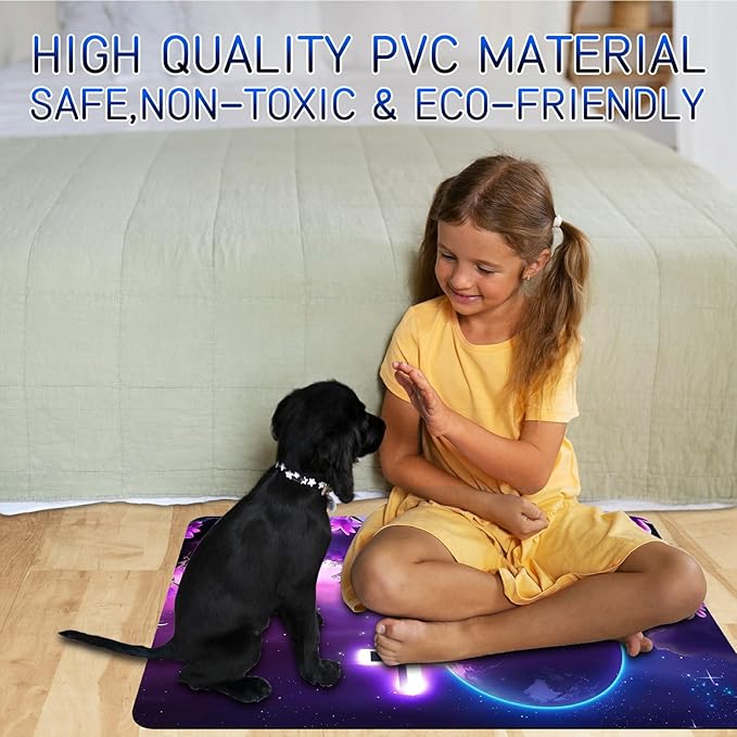 Dog Food Mat, 15.7" x 23.6" Absorbent Pet Feeding Mat for Food and Water, Waterproof Diatom Mud Pet Placemat with Non-Slip Rubber Backing, Cat Bowl Mat for Floors - Purple Sky Flower
