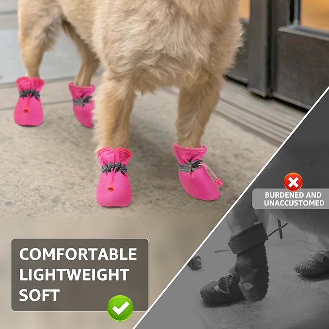 SCENEREAL Dog Shoes for Hot Pavement for Small Medium Dogs Paw Protectors, Summer Heat Boots Resistant Waterproof Soft Outdoor Walking Indoor Hardfloors, Pink Size 4