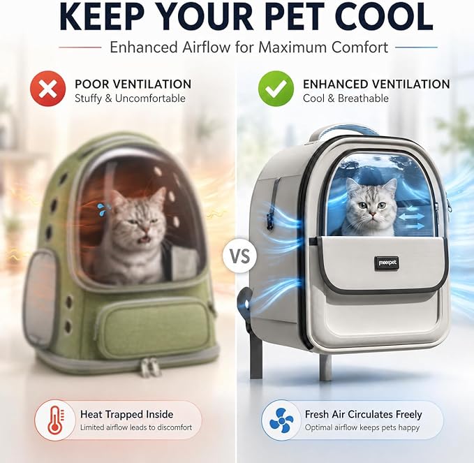 Cat Backpack Carrier for Cats and Small Dogs, Airline-Friendly Pet Carrier Backpack with Clear Window, Breathable Mesh, Soft Sided Foldable Cat Bag, Dog Backpack Carrier for Travel Vet Hiking