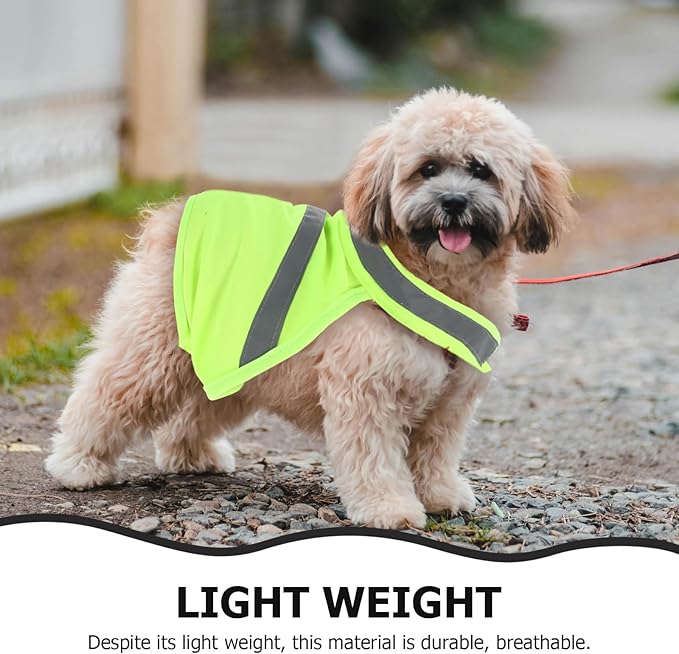 POPETPOP Dog Reflective Vest, High Visibility Dog Safety Service Vest, Adjustable Breathable Summer Clothes for Night Outdoor Hunting Walking (Fluorescent Yellow)