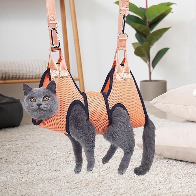 Dog Hammock – Pet Sling Support with Reinforced Openings | Professional Restraint Tool for Nail Trimming Bathing Scratch Prevention Grooming Assistance Home Veterinary Use
