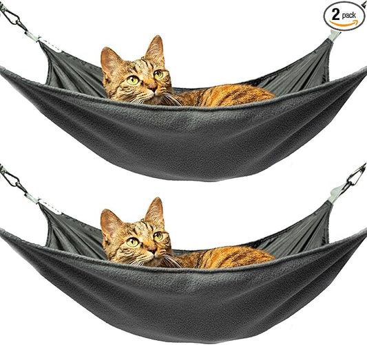 2 Pieces Cat Hammock for Cage,2 Pieces Reversible Cat Hanging Hammock,Cat Hammocks Hunging for Cage,Waterproof Cooling Kittens Pad for Cats (Large, BlackBlack)