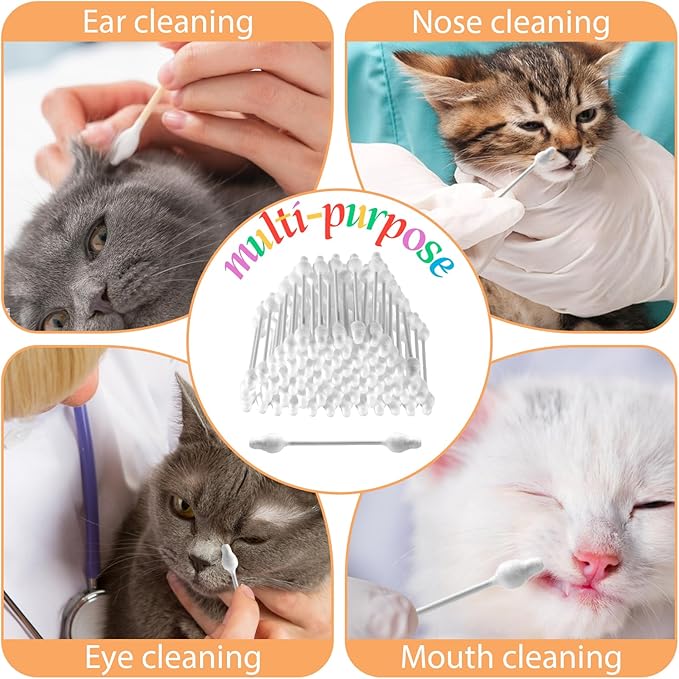 110 PCS Dog Ear Cleaning Swabs Pet Cotton Swabs Gourd-Shaped Design Large Cotton Buds Double Sided Soft Paper Stick Dog Cat Ear Cleaner Swab Safe Grooming Tool for Medium and Big Dogs