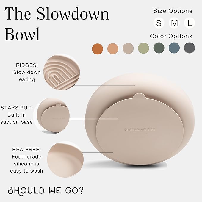 Should We Go? Slow Feeder for Dogs & Cats, The Slowdown Bowl Silicone Slow Eating Mealtime Solution with Modern Lick Mat Design, Reduces Gulping, Fits 1 Cup, 6” Across x 1.25” Tall, Small-Spruce