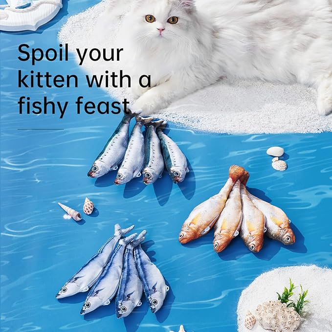 2 Packs Floppy Fish Cat Toy with Catnip, Flopping Fish Cat Toys Interactive for Indoor Cats, Realistic Moving Cat Fish Toy, Rechargeable Plush Interactive Cat Toys for Cats, Kittens and Adult Cats