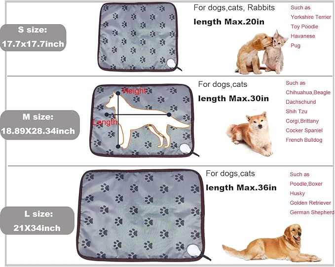 Pet Heating pad Outdoor Small Dog cat Heating pad Heated ped beds for Outside Dogs House Heater Electric Warming pad for Puppies with Timer,Chew Resistant Cord,Easy Clean,Waterproof