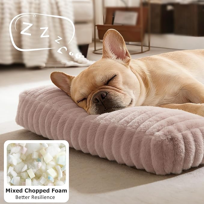 Dog Bed Medium Size Dog, Flat Pet Beds with Removable Washable Cover, Pet Mat Cute Crate Bed Thick Shredded Chopped Crate Foam & Anti Slip Bottom for Indoor