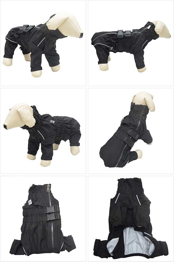 Lovelonglong Waterproof Dog Raincoat – 7-Leg Full Body Dog Rain Suit with Reflective Strips & Leash Opening, Outdoor Dog Jacket for Rainy Weather