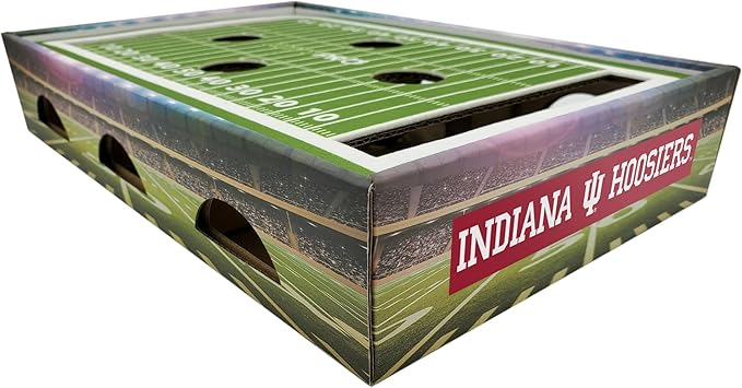 Pets First NCAA Indiana Hoosiers Cat Scratcher Box, Game Day Cat Toy, NCAA Football Field Designed Cat Scratcher and Lounge, Stimulating Cat Game