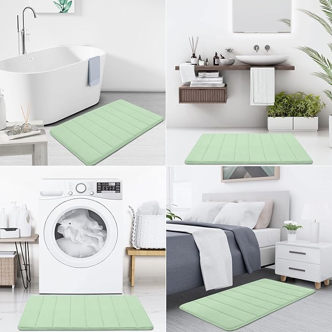 Buganda Memory Foam Bath Mat, 47" x 32", Ultra Soft and Non-Slip Bathroom Rugs, Water Absorbent and Machine Washable Bath Rug Runner for Bathroom, Shower, and Tub, Sage Green