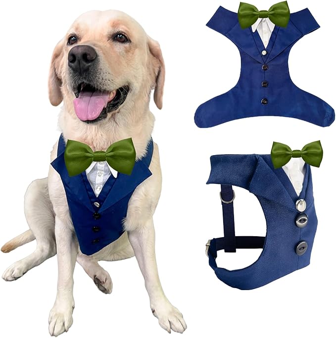 AVERYDAY Dog Tuxedo for Wedding Outfit, Dog Suit and Tie Costumes for Birthday, Halloween, Cosplay, Christmas Party, Pet Formal Wear with Bowtie, Tux for Medium Large Dogs, Bulldog, Labrador, Husky