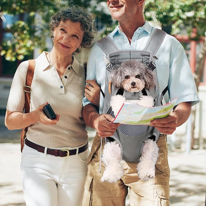 Dog Backpack Carrier Small Dog Backpack, Pet Dog Front Backpack Legs Out Chest Carrier for Small Dogs, Cat Backpack Carrier Dogs Travel Back Pack Hands-Free Hiking Bike Motorcycle (Size:11–19 lbs)