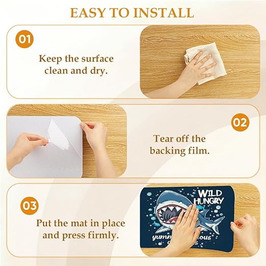 Animal Cartoon Shark Cute Stair Treads for Wooden Steps Indoor Washable Staircase Carpet 1PCS 30"x7.8" Stair Step Treads Non-Slip Staircase Covers Peel and Stick Safety Mat for Kids Elders Pets