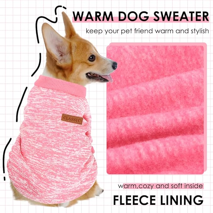 1 Pack Dog Sweaters for Small Dogs Girl Boy Winter Fleece Clothes Warm Soft Dog Sweatshirt Outfit for Dogs Cats Pet Apparel
